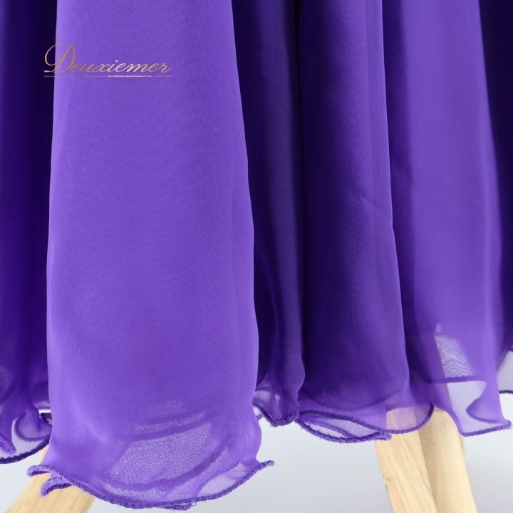 社交ダンス 衣装 スタンダード ドレス ワンピース 紫 フロート レース