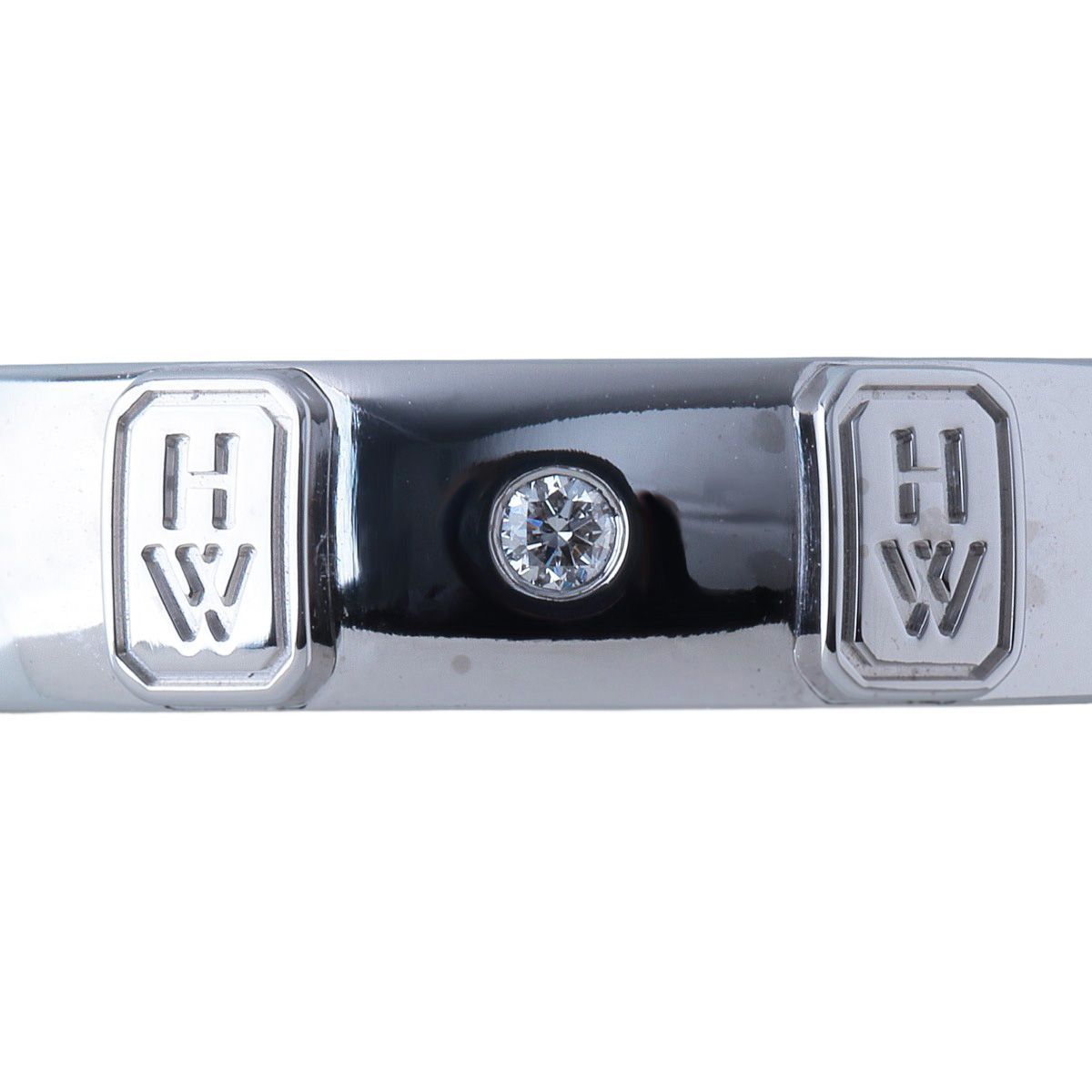 ハリーウィンストン HWロゴ バンド ダイヤ リング 1PD 11号 Au750WG