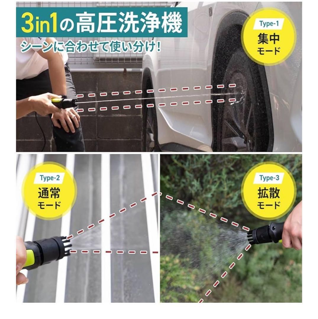 高圧洗浄機 軽量 コードレス 家庭用 ポータブル 折りたたみ キャスター 2826