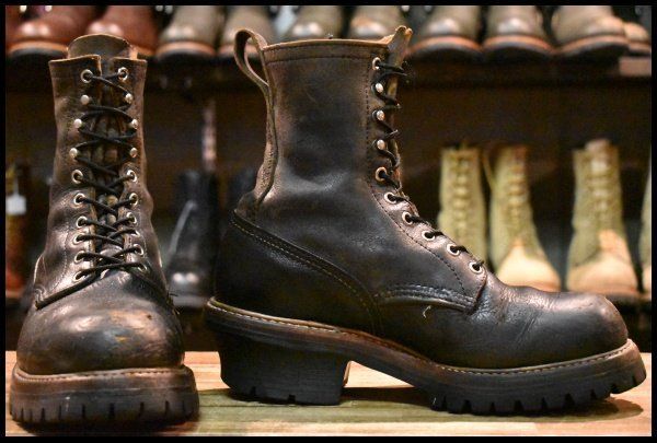 7 EE 旧羽タグ ANSI 75 80年 刻印 レッドウィング 2218 ロガー 黒 ブラック ロング ビンテージ ブーツ redwing 699 FL 037
