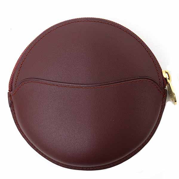  カルティエ Cartier マストライン コインケース 小銭入れ ラウンド マスト ドゥ レザー ボルドー Sランク コインケース 小銭入れ 小物