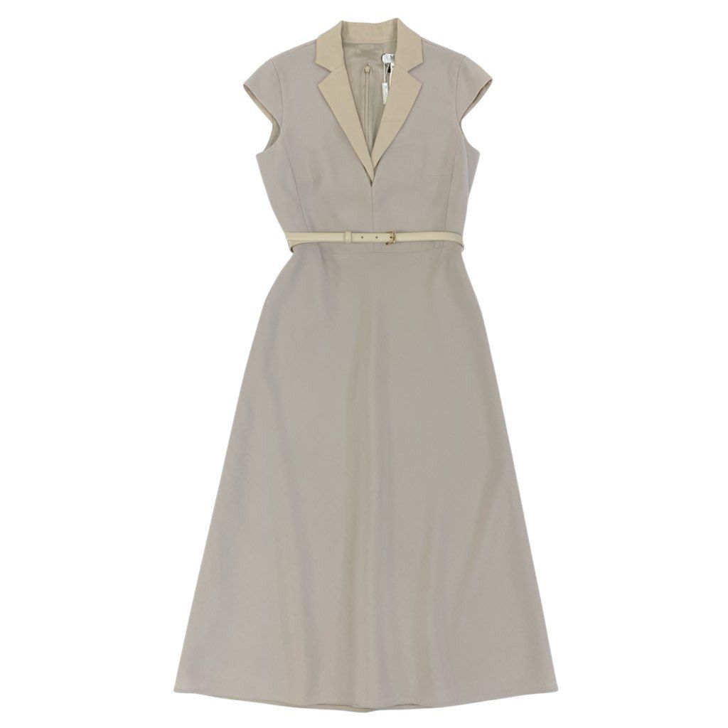 69 L 17 MaxMara マックスマーラ Silvia Dress ドレスワンピース ロングワンピース ウエストベルト 定価146000 ベージュ レディースk 02 i