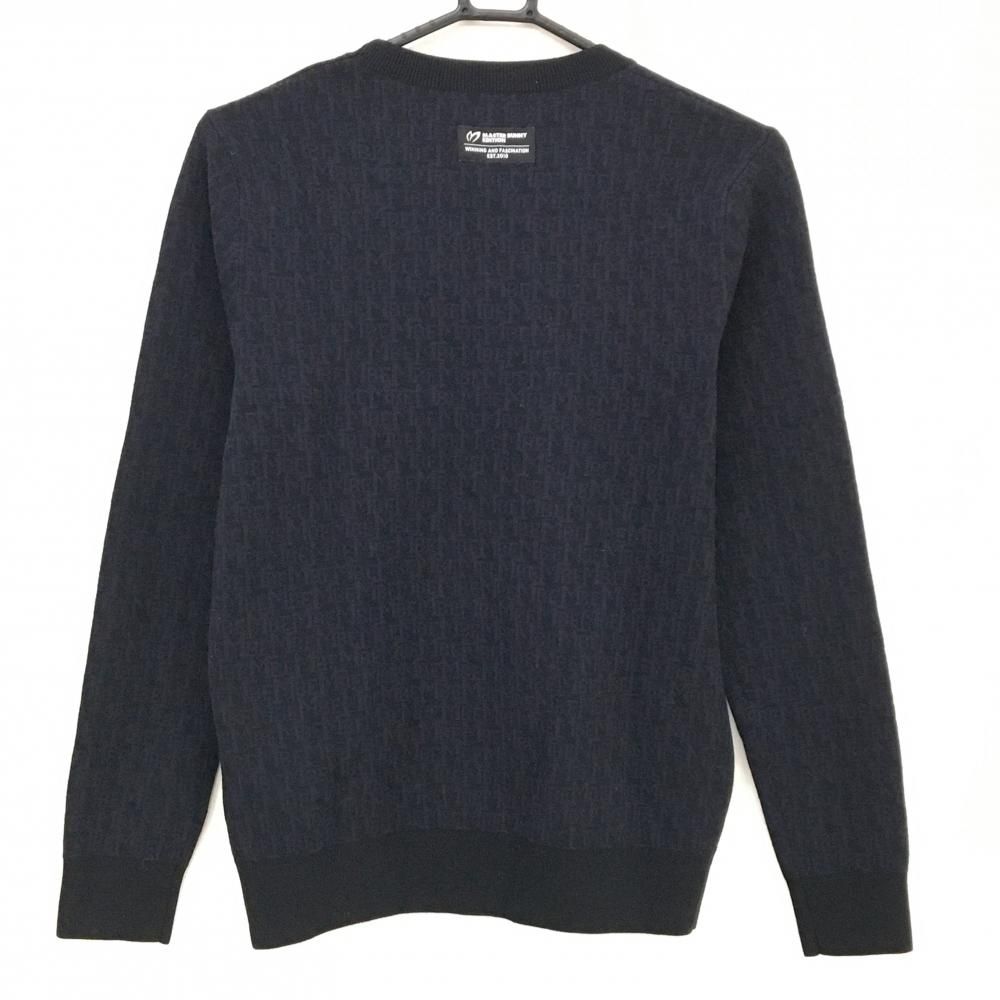 超 マスターバニー セーター 黒 ネイビー ロゴ総柄 ウール混 レディース 1 M ゴルフウェア MASTER BUNNY EDITION