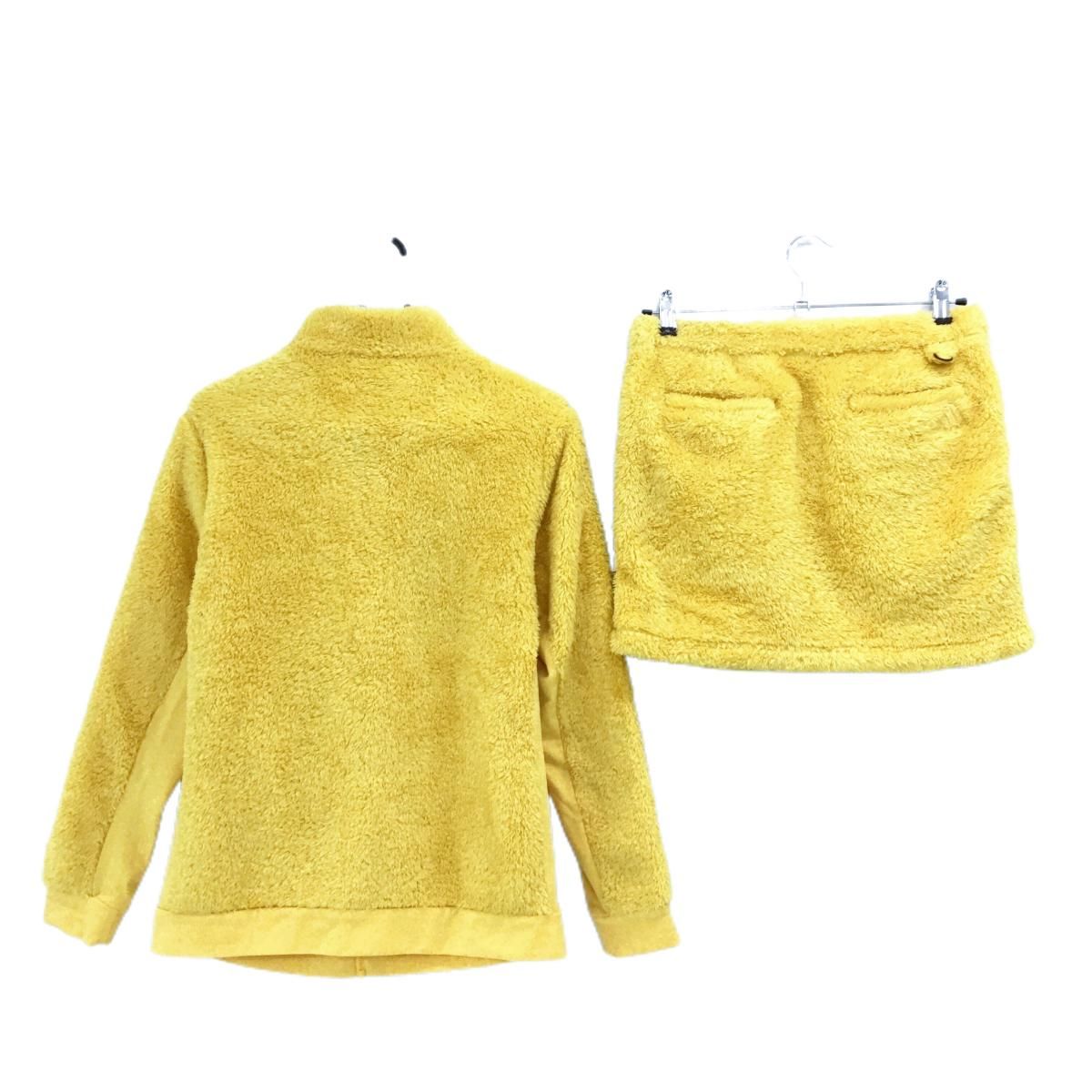 アディダス セットアップ ジャケット×スカート イエロー×黒 ボア 3ライン レディース OT XL ゴルフウェア adidas