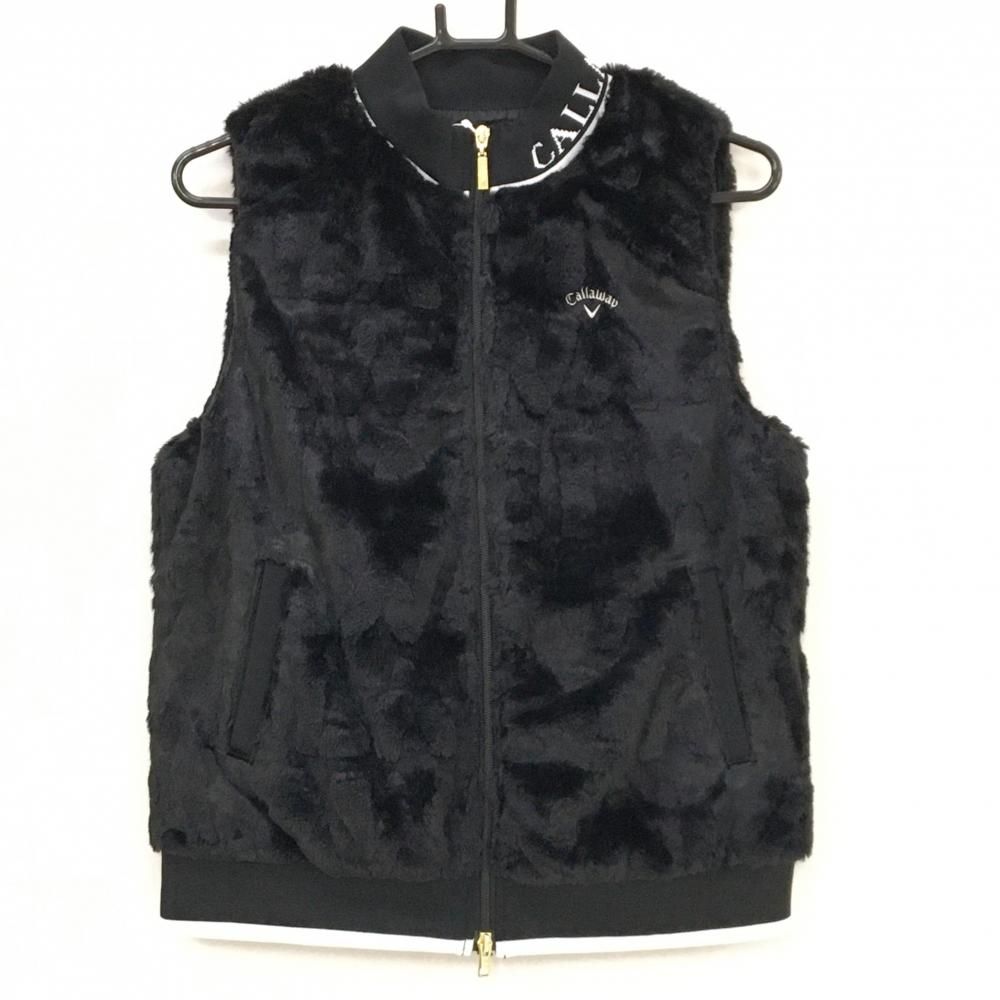 キャロウェイ ファーベスト 黒 ネックロゴ レディース LL ゴルフウェア Callaway