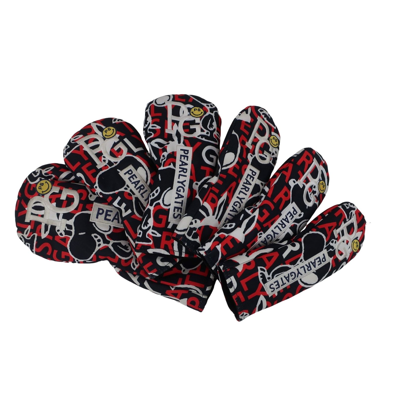 PEARLY GATES パーリーゲイツ ヘッドカバー6点セット ネイビー赤白総柄 1 W用 FW用×2 UT用×3 ゴルフ用品 2509-0404