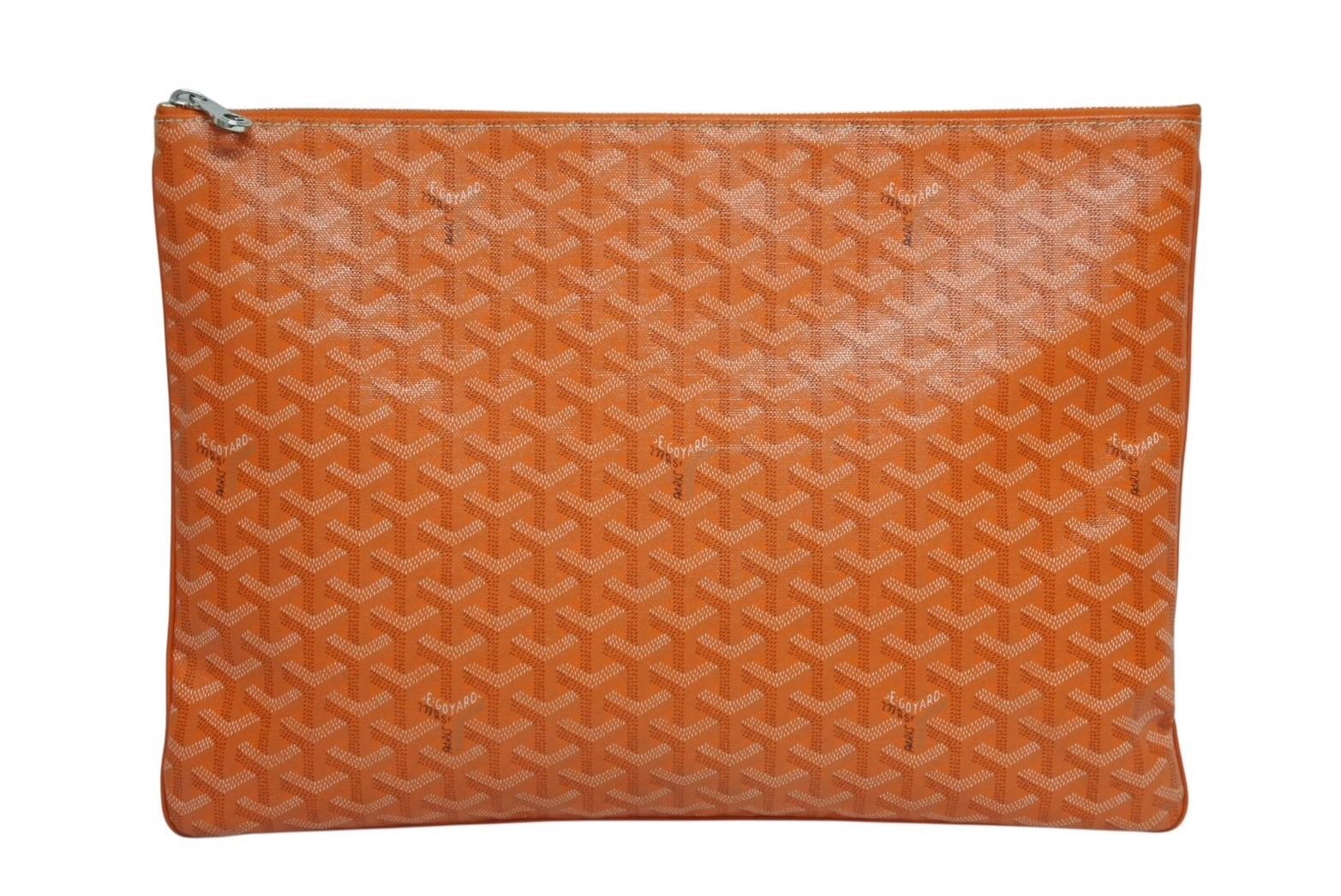 GOYARD ゴヤール セナGM クラッチバッグ ポーチ PVC レザー オレンジ シルバー金具 4 b 010450