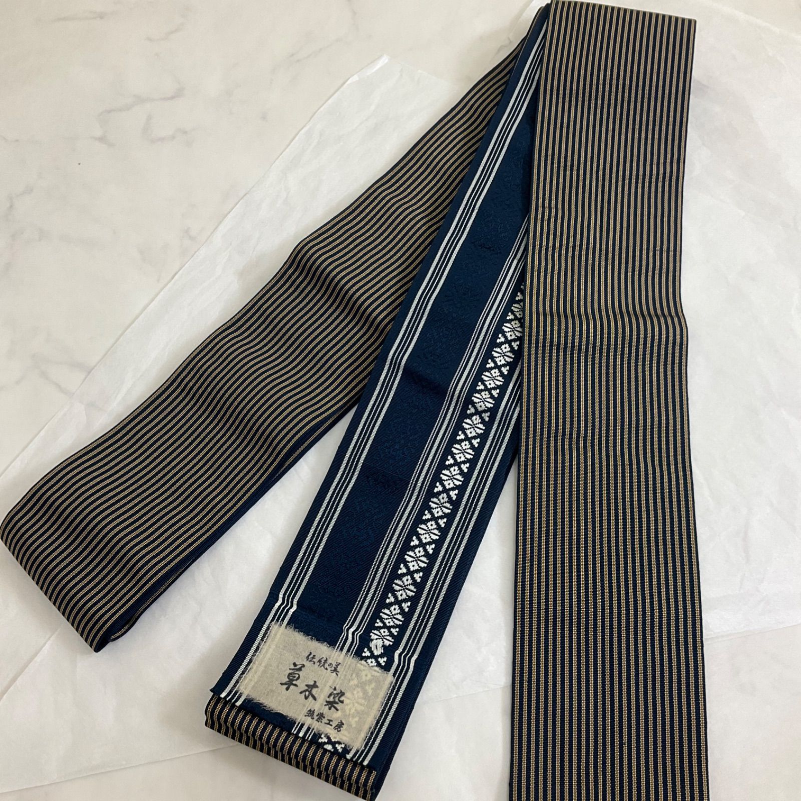 平和屋着物男性 角帯 遠山文 金糸 正絹 逸品 CAAZ6416dy