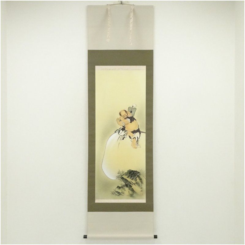 香月筆 布袋図 肉筆絹本掛軸（紙箱） 掛け軸 床の間 書 おしゃれ 絵画