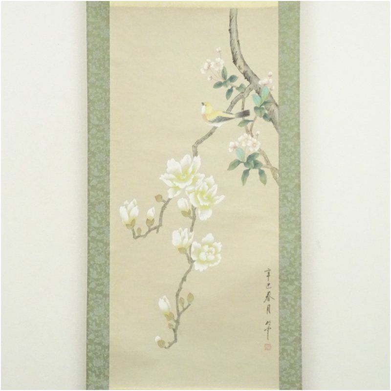 中国 呉雲筆 花鳥図 肉筆紙本掛軸（紙箱） 掛け軸 床の間 書 おしゃれ