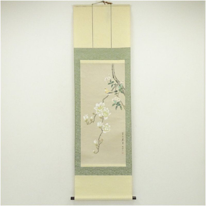 中国 呉雲筆 花鳥図 肉筆紙本掛軸（紙箱） 掛け軸 床の間 書 おしゃれ