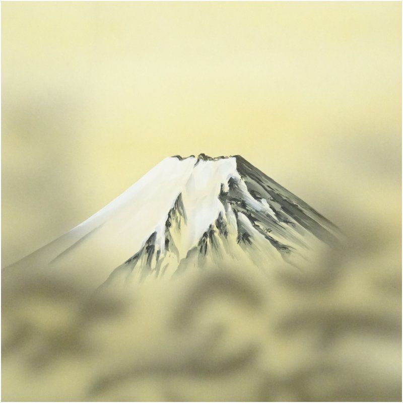 小川香月筆 富士 肉筆絹本掛軸（紙箱） 掛け軸 床の間 書 おしゃれ