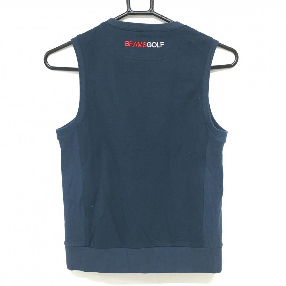 新品】ビームスゴルフ ベスト ネイビー×レッド フロントロゴ 綿100