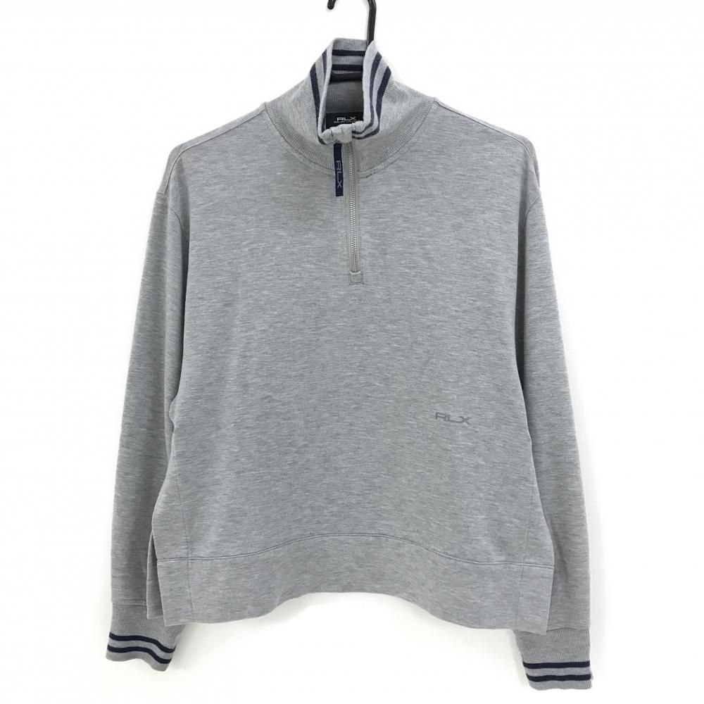 RLXラルフローレン 長袖ハイネックシャツ グレー×ネイビー ネック