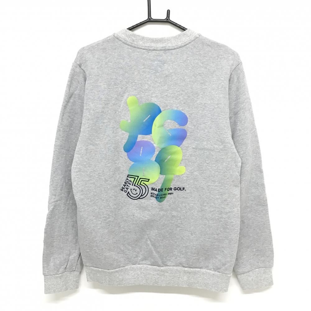 パーリーゲイツ トレーナー 杢ライトグレー 35周年 背面ビッグプリント メンズ 5 L ゴルフウェア モデル PEARLY GATES