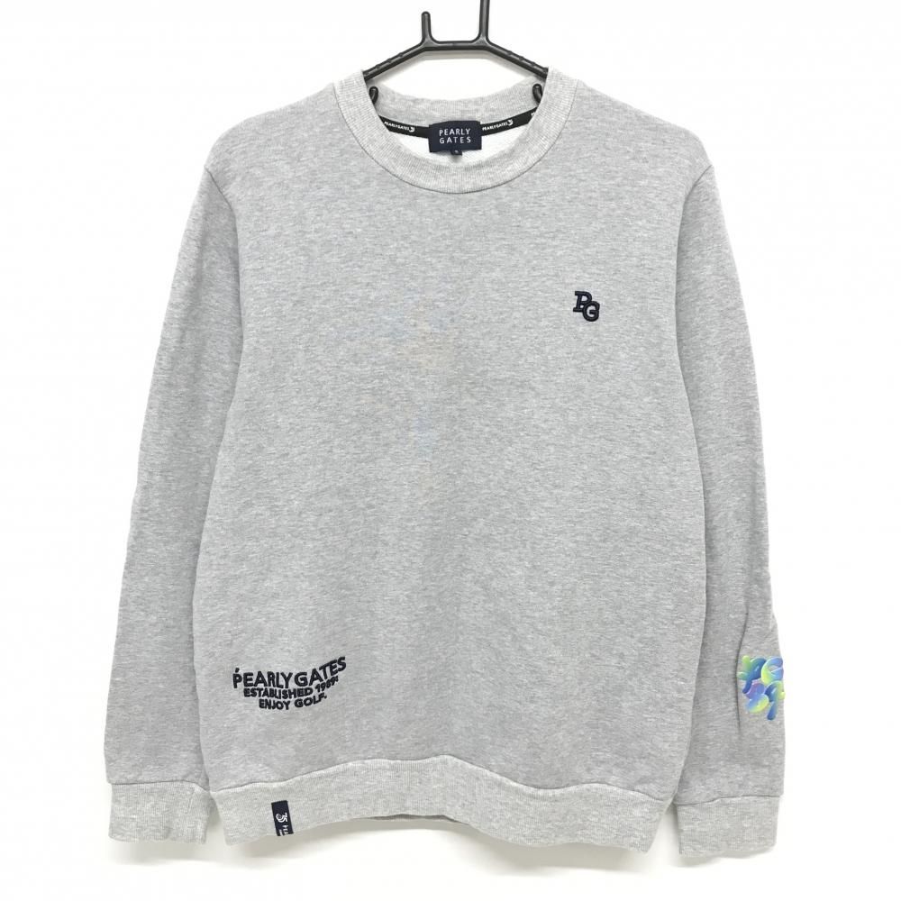 パーリーゲイツ トレーナー 杢ライトグレー 35周年 背面ビッグプリント メンズ 5 L ゴルフウェア モデル PEARLY GATES