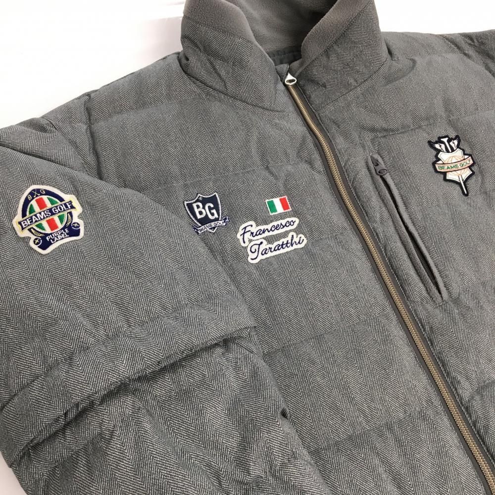 BEAMS GOLF ビームスゴルフ　グレー 　ダウンジャケット ビームスゴルフ 2WAYダウンジャケット グレー ヘリンボーン地模様 胸元