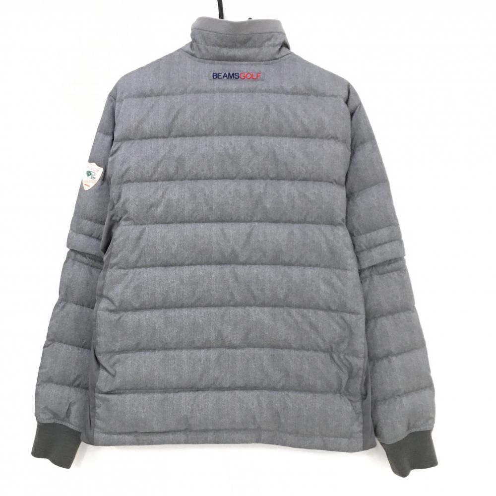 ビームスゴルフ 2WAYダウンジャケット グレー ヘリンボーン地模様 胸元