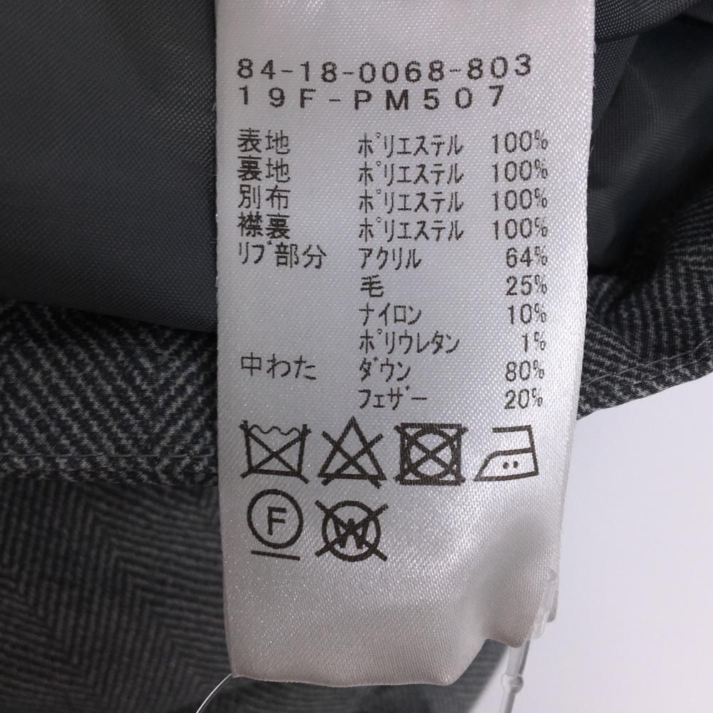 ビームスゴルフ 2WAYダウンジャケット グレー ヘリンボーン地模様 胸元