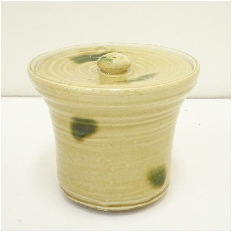 松本鉄山造 黄瀬戸末広水指 共箱 水指し 茶道 茶道具 おしゃれ 水差し 抹茶 インテリア 茶器 水器 お茶 骨董 茶会 冬