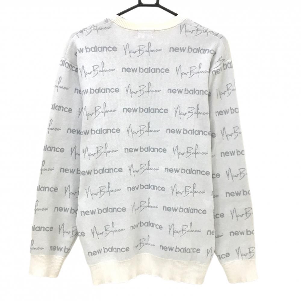 ニュー ンスゴルフ セーター 白×グレー ロゴ総柄 メンズ 5 L ゴルフウェア モデル Balance