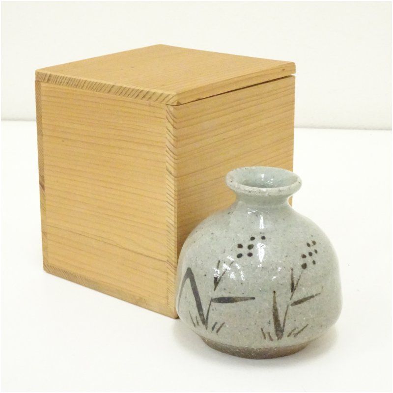 唐津焼 鶴田豊巳造 絵唐津花生（保護箱） 花瓶 花器 おしゃれ フラワー