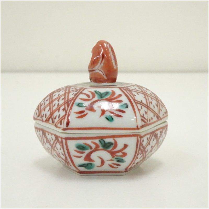 京焼 高野昭阿弥造 赤絵干支申香合（箱付） 茶道具 茶道 香道 香道具