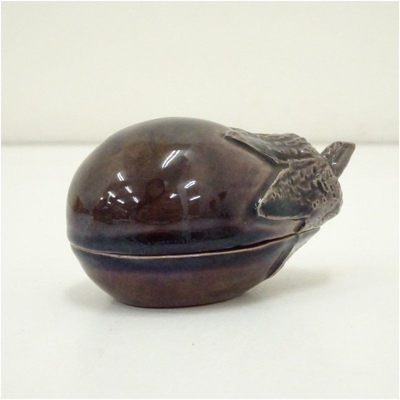 京焼 橋本城岳造 紫交趾茄子香合（箱付） 茶道具 茶道 香道 香道具