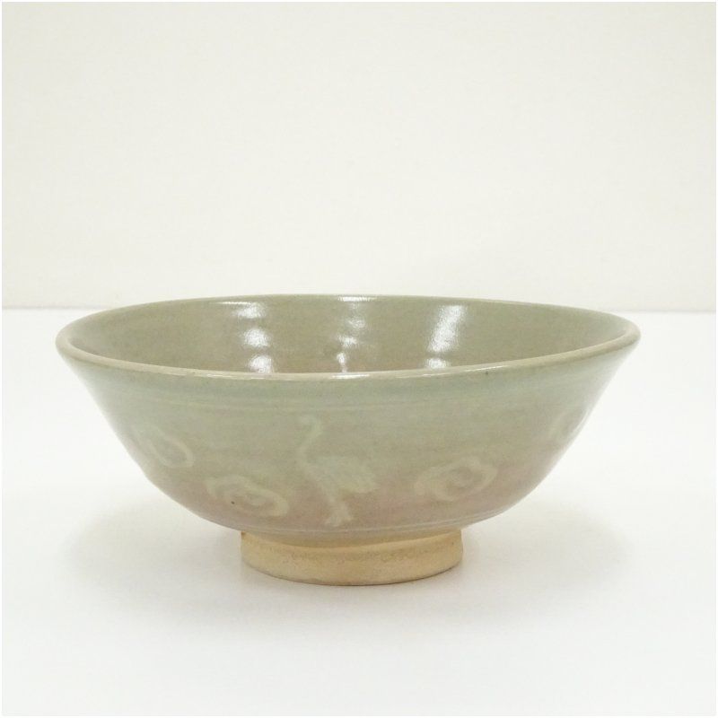 東峰造 鶴雲文茶碗 茶道 抹茶 おしゃれ 抹茶茶碗 抹茶碗 和食器 レトロ