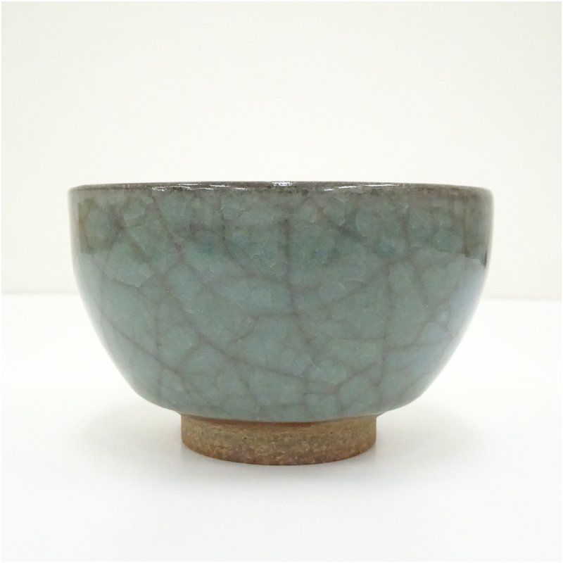 富田猛造 氷裂貫入釉茶碗（箱付） 茶道 抹茶 おしゃれ 抹茶茶碗 抹茶碗