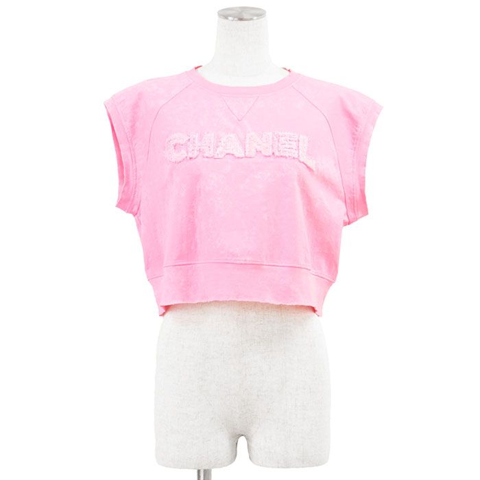 美品】CHANEL シャネル クロップTシャツ P74669 2023SS ツイード