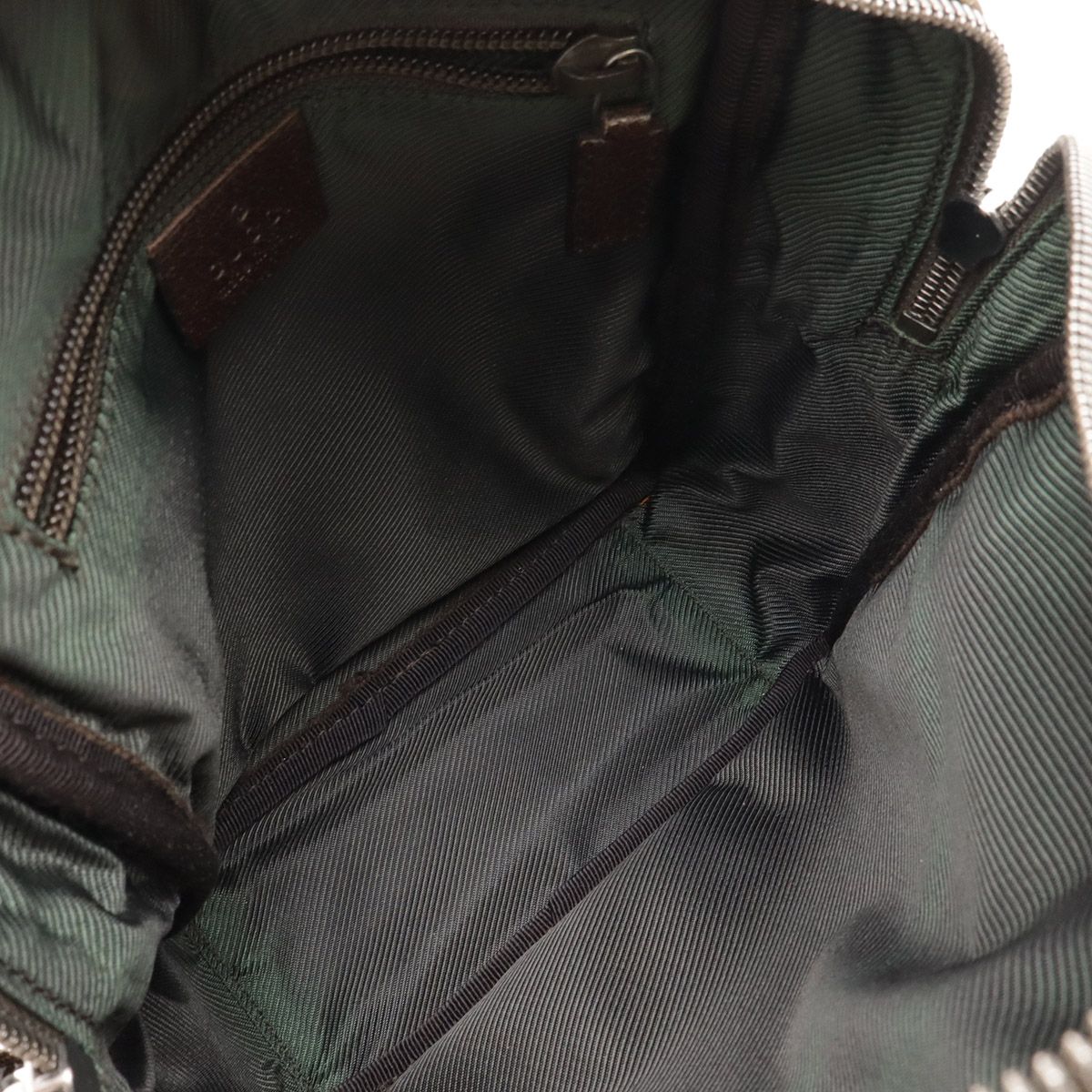  GUCCI グッチ GGキャンバス ショルダーバッグ ポシェット 斜め掛け レザー カーキベージュ ダークブラウン 茶 シルバー金具 03136 ショルダーバッグ ショルダーバッグ