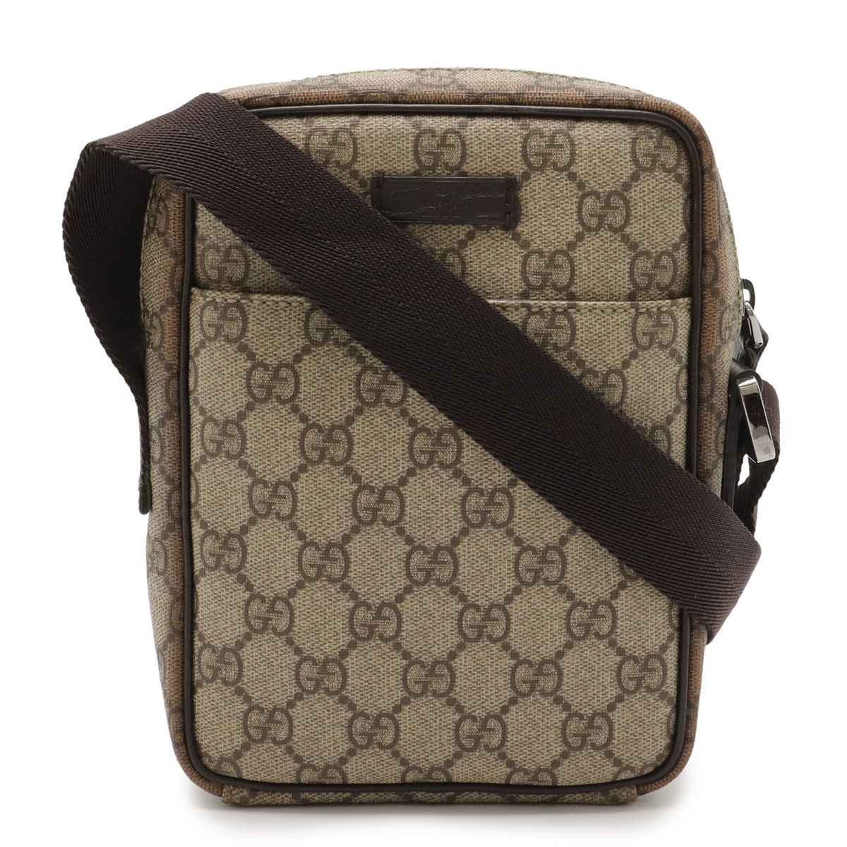 GUCCI グッチ GGプラス GGスプリーム ショルダーバッグ ポシェット 斜め掛け PVC レザー カーキベージュ ダークブラウン 茶 122754