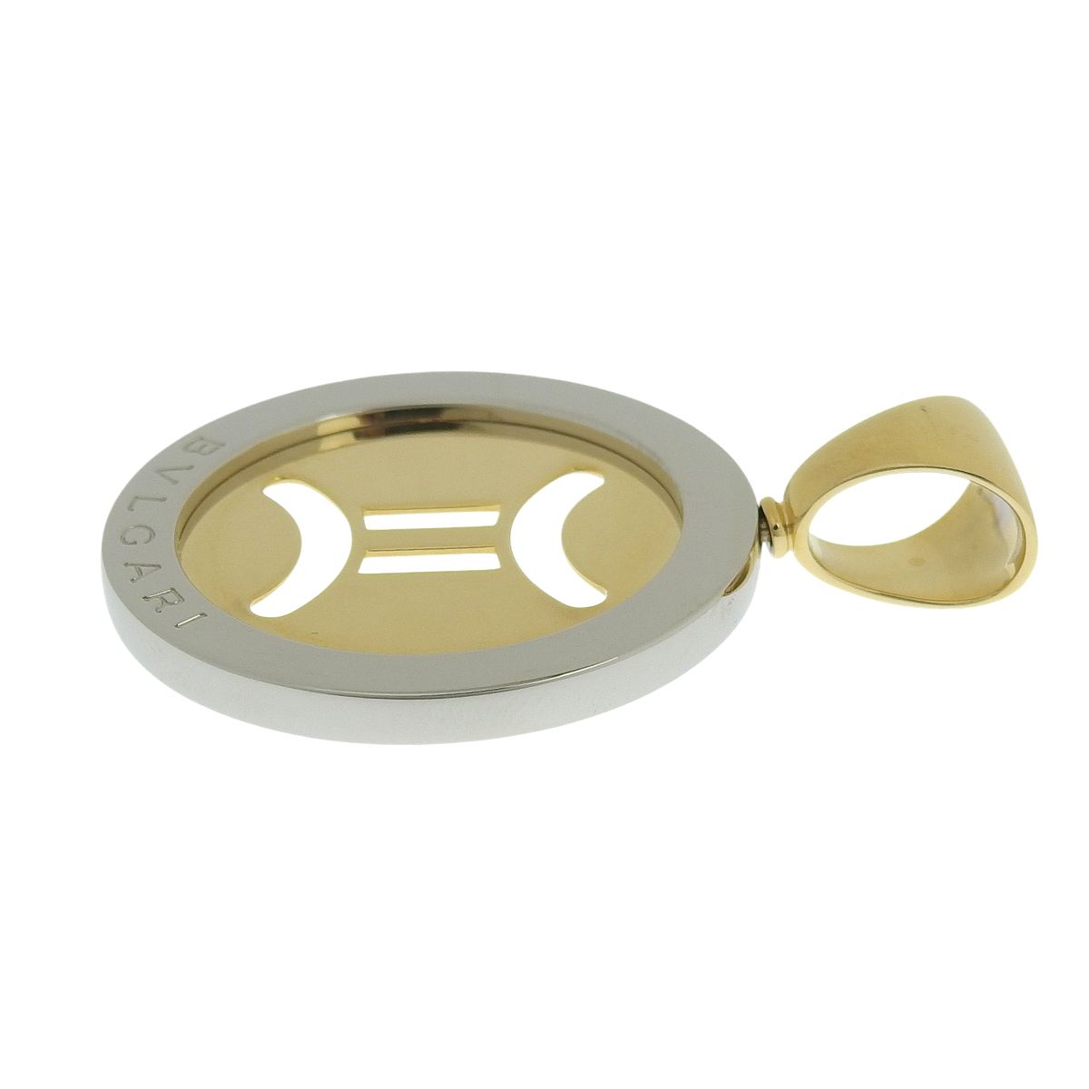  BVLGARI ブルガリ トンド イエローゴールド K 18 YG ステンレススチール SS ペンダントトップ チャーム ふたご座 アラモード チャーム アクセサリー