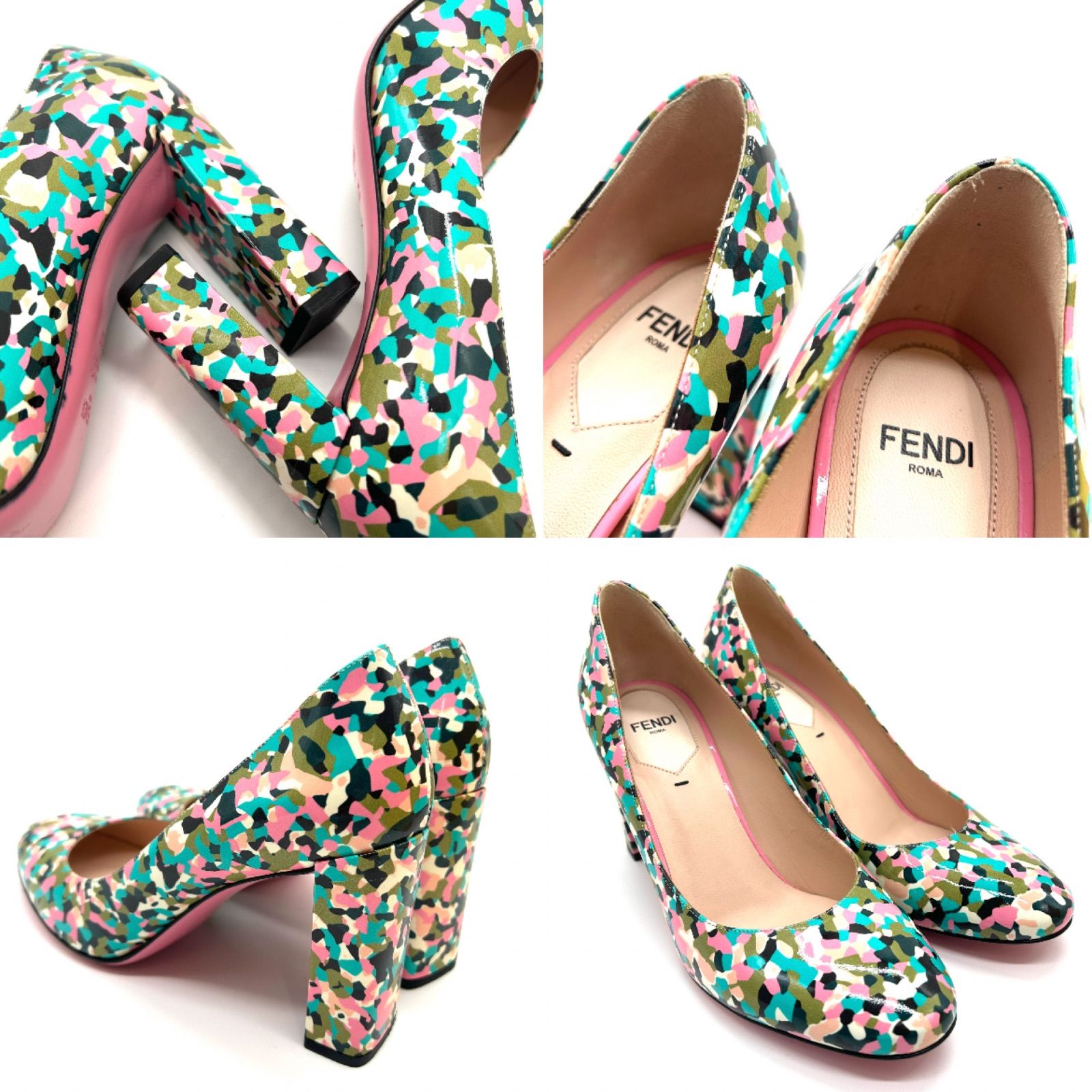 FENDI フェンディ 注文 パンプス パテントレザー マルチカラー 37