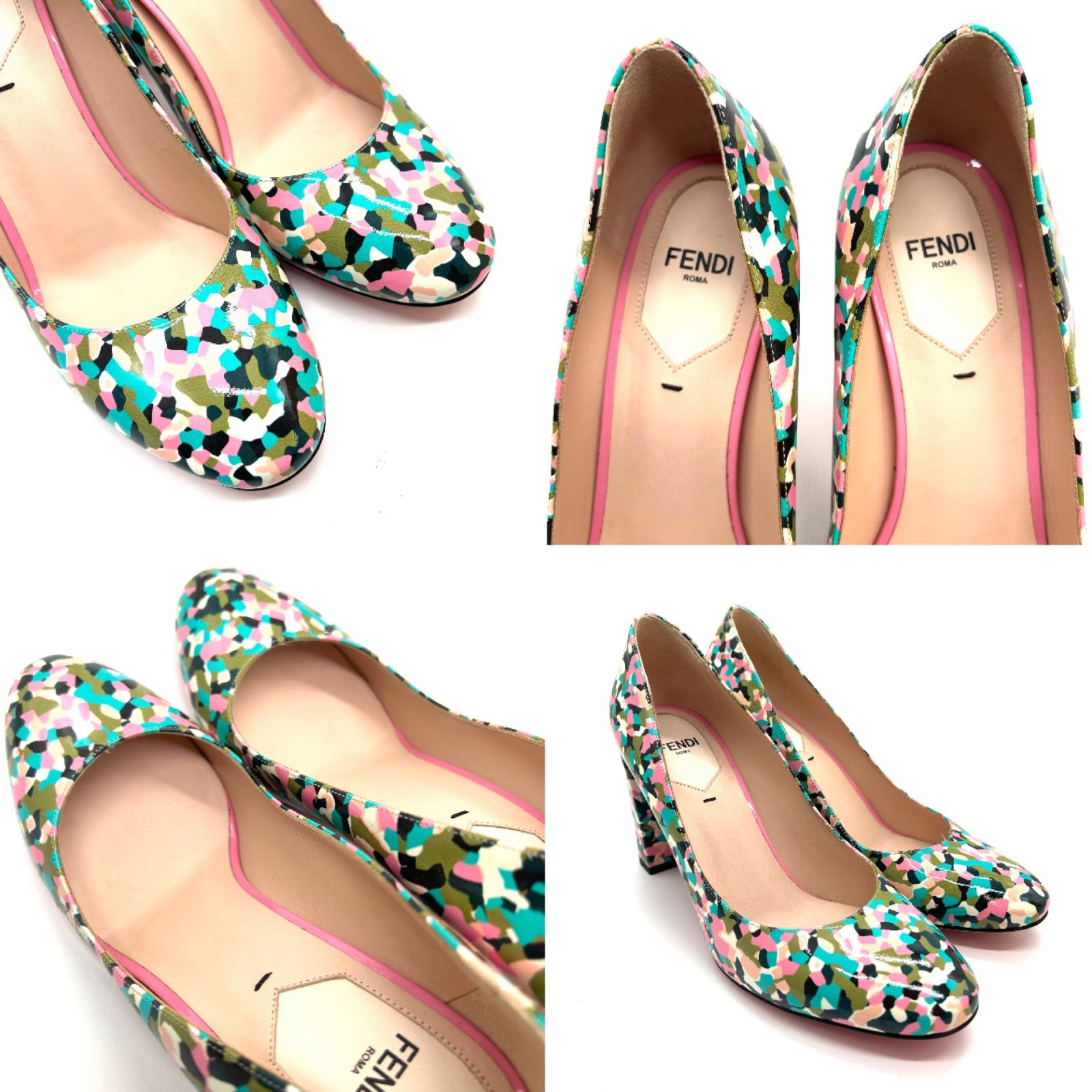 FENDI フェンディ 注文 パンプス パテントレザー マルチカラー 37