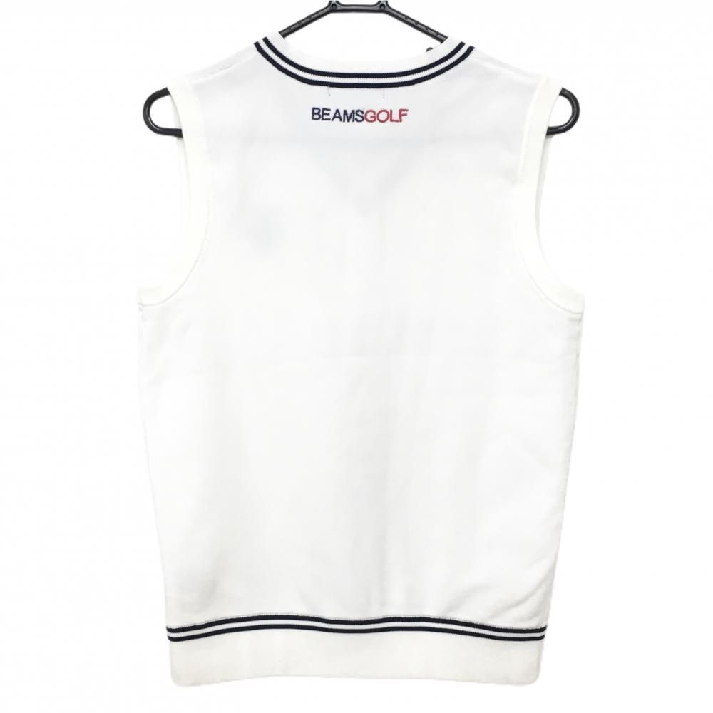 ビームスゴルフ ニットベスト 黒×ネイビー ネック・裾ライン Vネック