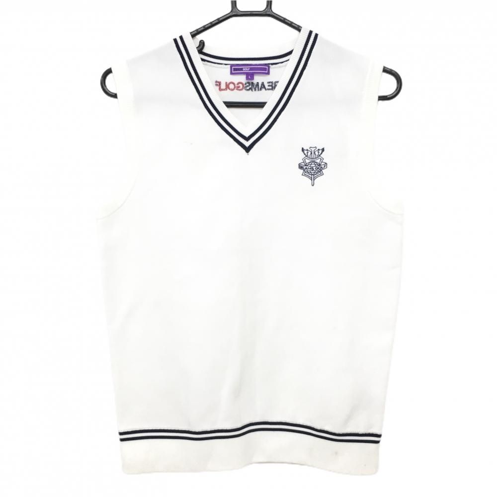 ビームスゴルフ ニットベスト 黒×ネイビー ネック・裾ライン Vネック