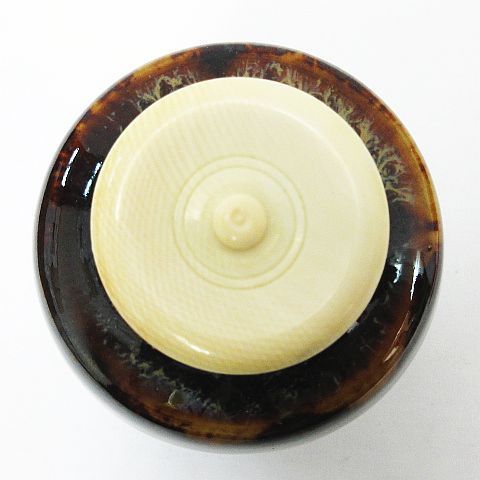 京焼 洛東 桶谷 定一 肩衝茶入 仕覆 共箱付き 茶道具 茶入 茶道 Z001