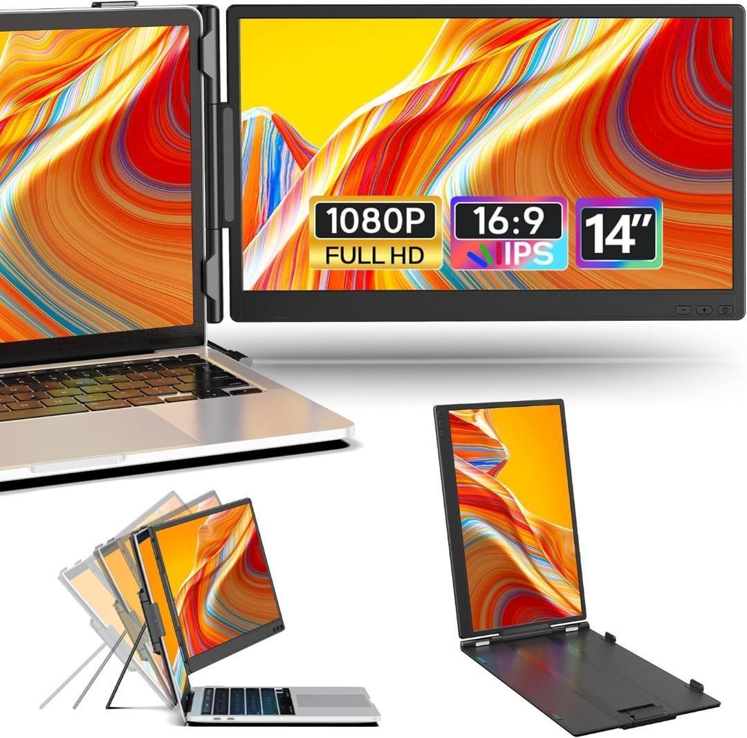 即日 1698 m デュアルモニター 14インチ IPS ポータブルノートPC デュアルディスプレイFHD 1080 P モニタ拡張2画面 USB-C HDMIポート Windows Mac Android Switch KX 2 14