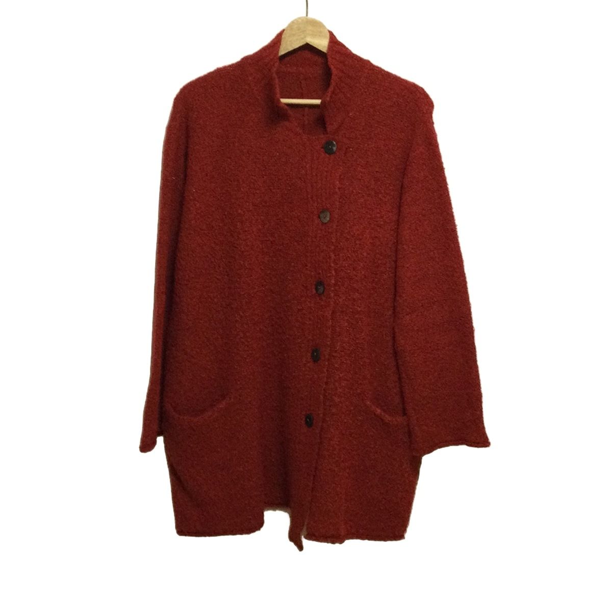 ヤッコマリカルド カーディガン サイズ2 M レディース レッド 黒 長袖