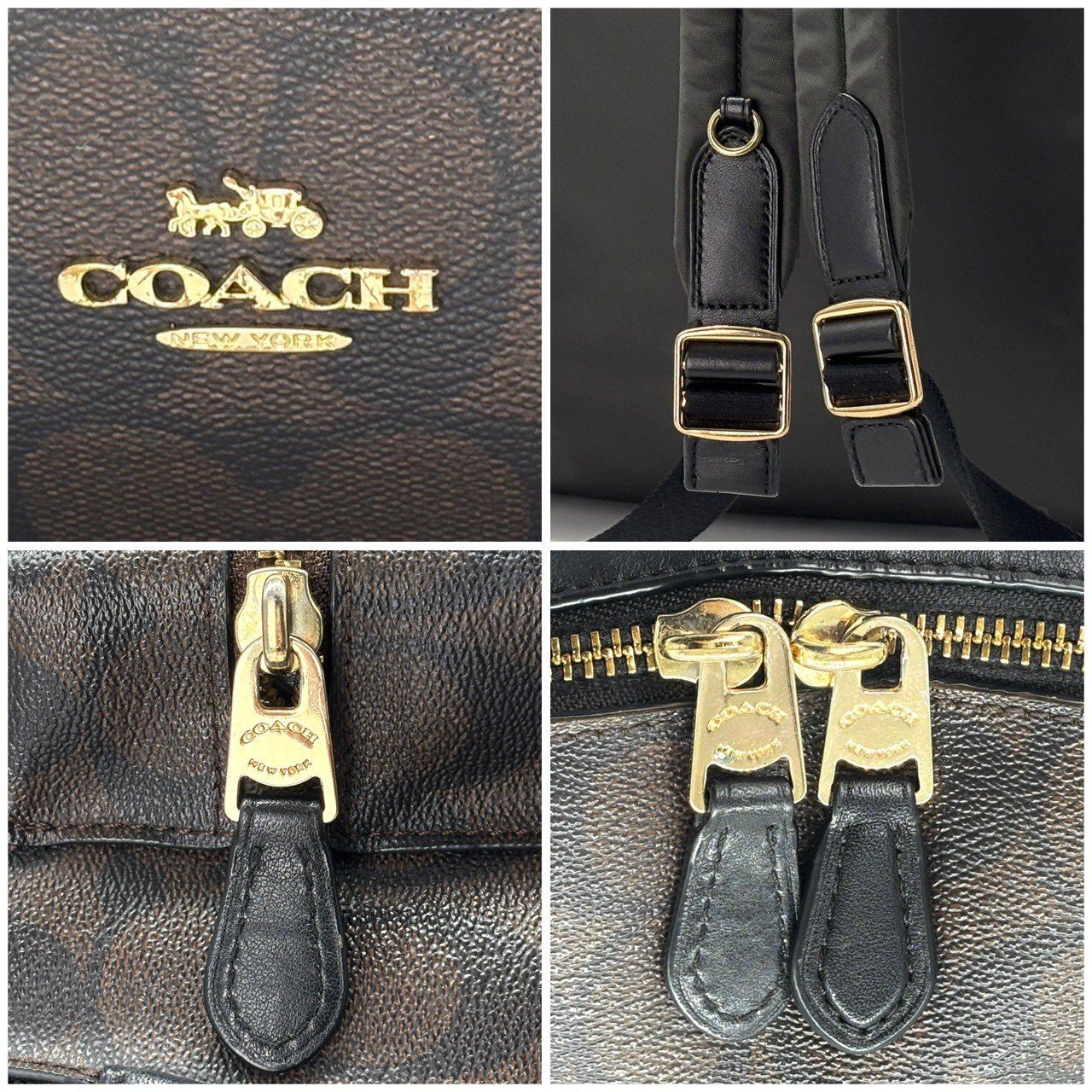  毎日にちょうどいい上質感 COACH コーチ リュック バックパック シグネチャー PVC レザー ゴールドロゴ ブラック ブラウン リュック バックパック バッグ