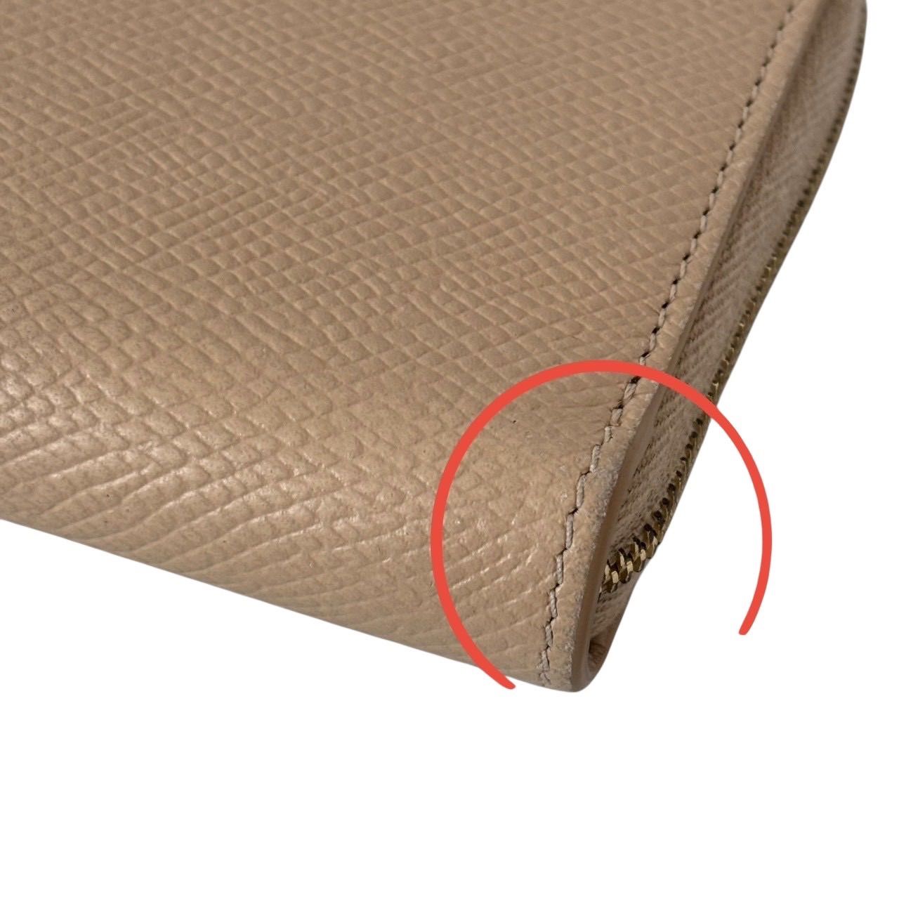  CELINE セリーヌ 財布 長財布 ロングウォレット ラウンドファスナー ロゴ レザー ベージュ 長財布 小物