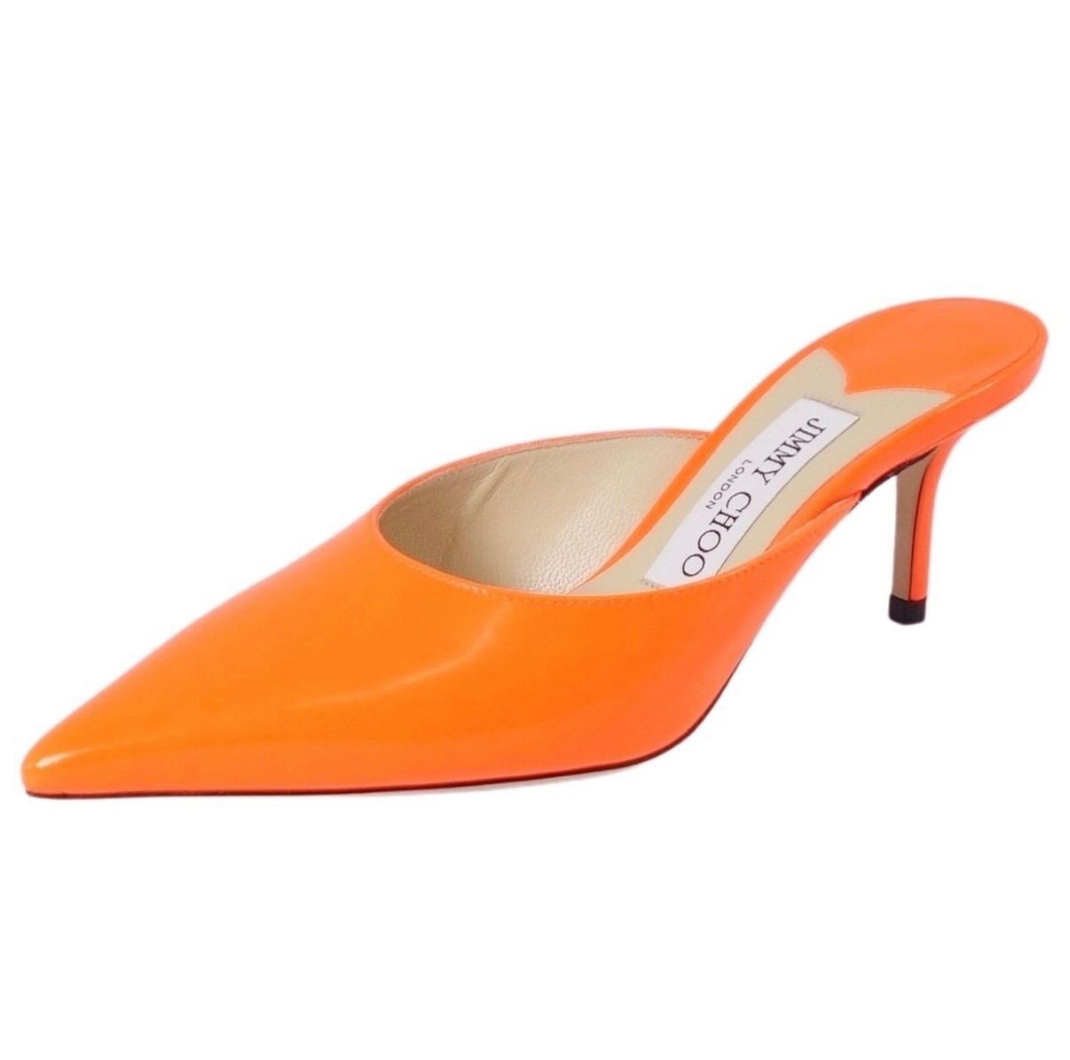 JIMMY CHOO ジミーチュウ パテントレザーヒールサンダル 35.5 約22.5 cm オレンジ サンダル サンダル ミュール