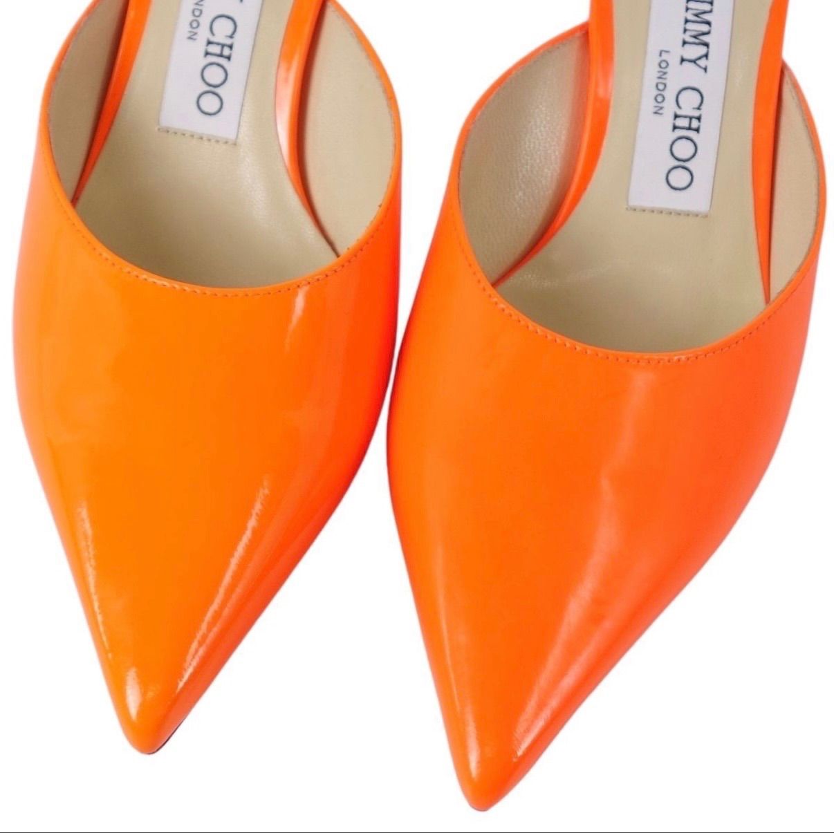 JIMMY CHOO ジミーチュウ パテントレザーヒールサンダル 35.5 約22.5 cm オレンジ