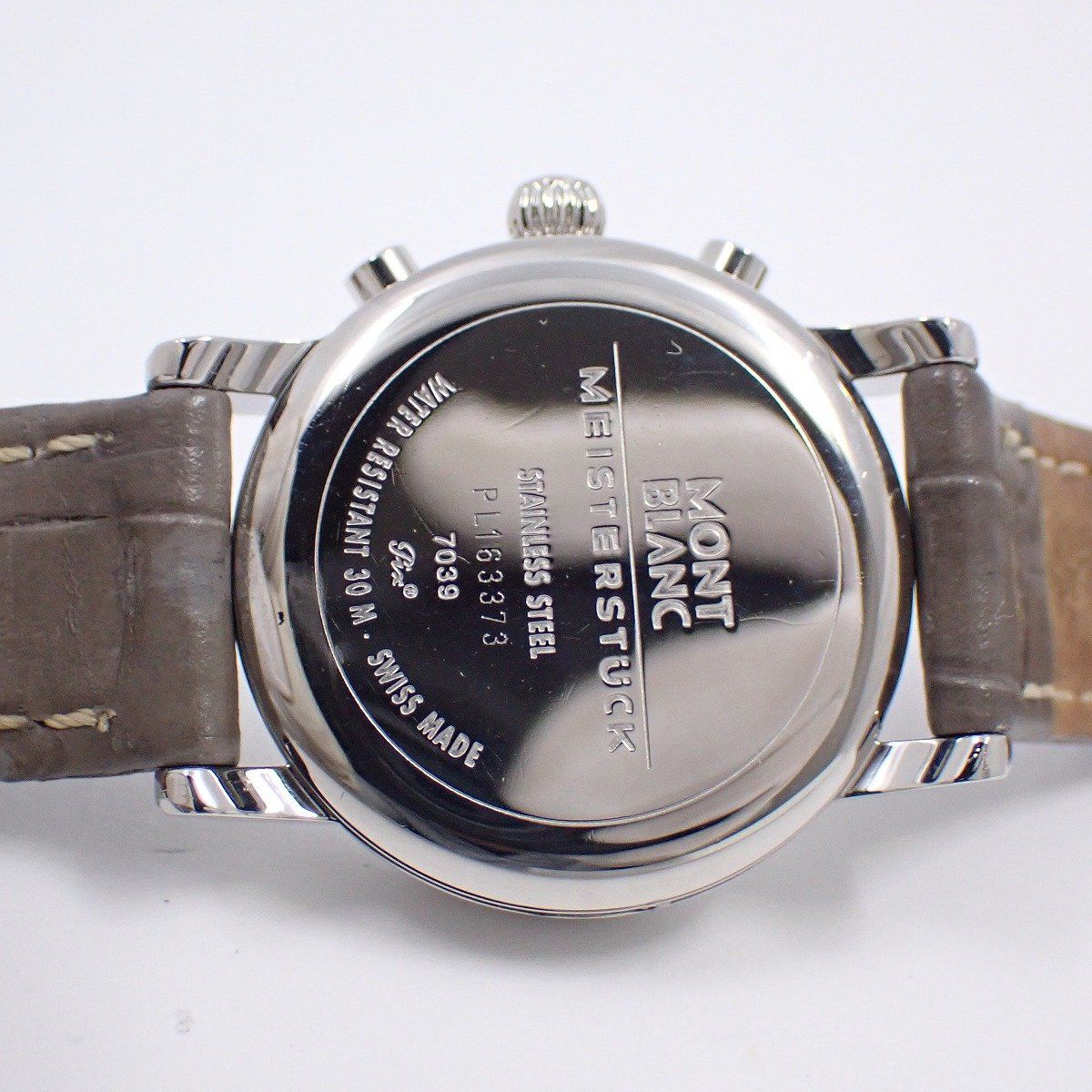  モンブラン マイスターシュティック クロノグラフ クォーツ レディース 腕時計 シルバー文字盤 社外ベルト 尾錠 7039 腕時計(クォーツ) 腕時計(アナログ)