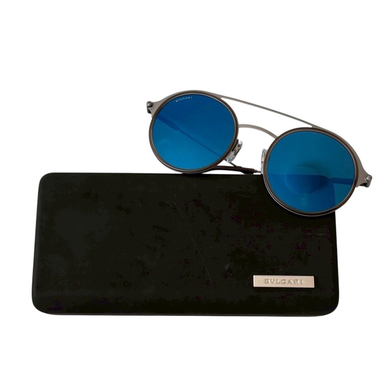BVLGARI ブルガリ 50 22 145 サングラス アイウェア メガネ サークル ロゴ レンズ プラスチック グレー