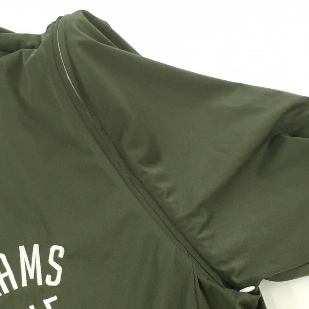 美品】ビームスゴルフ 2WAYジャケット カーキ×白 ロゴ刺しゅう 袖着脱
