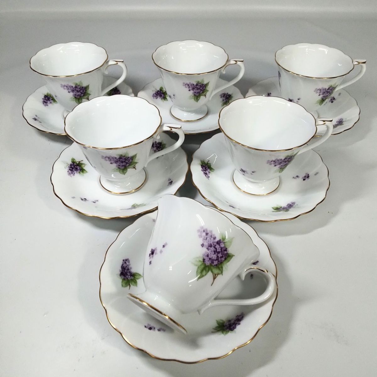 大倉陶園 ライラック カップ ソーサー 紫陽花 6客セット NO 01101