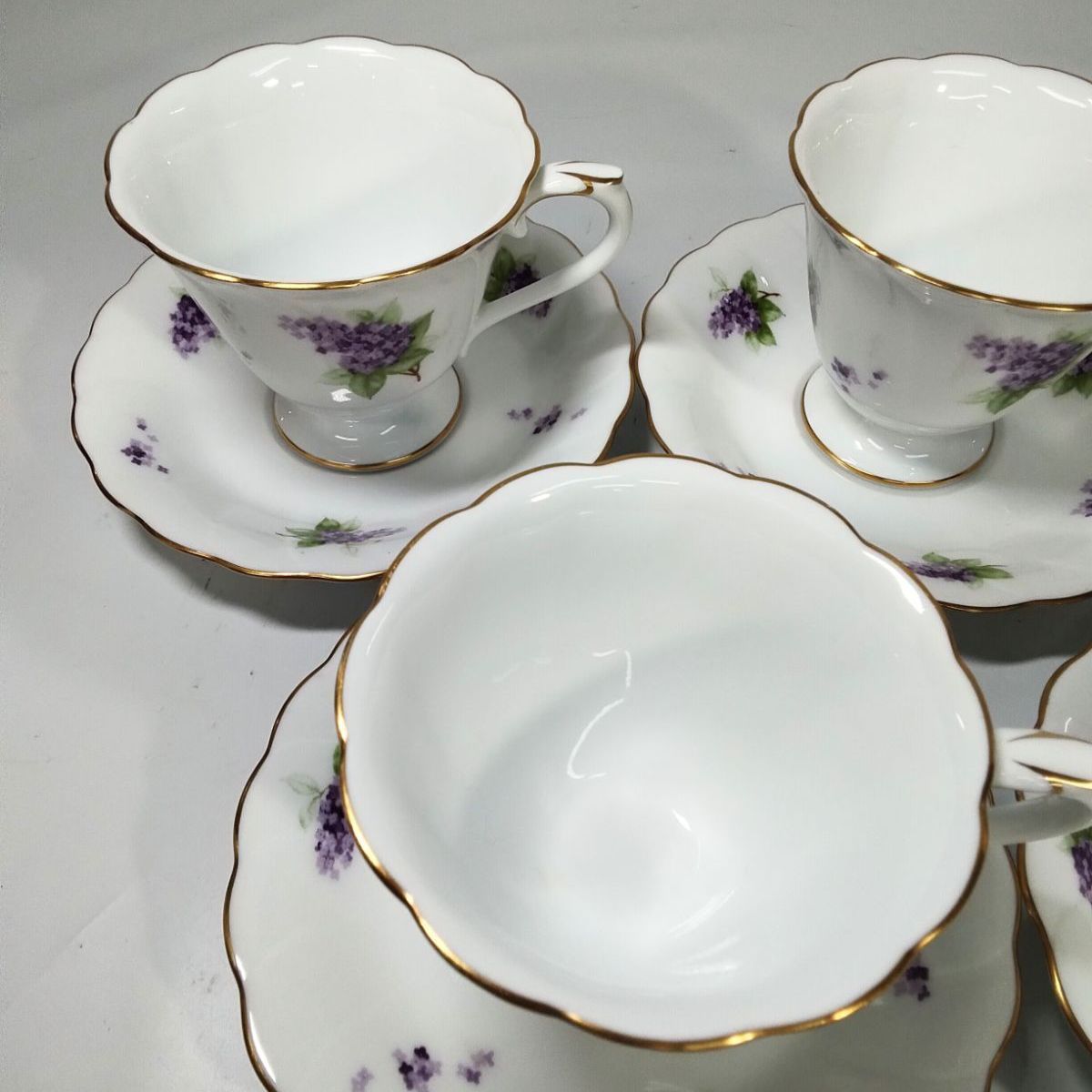 大倉陶園 ライラック カップ ソーサー 紫陽花 6客セット NO 01101